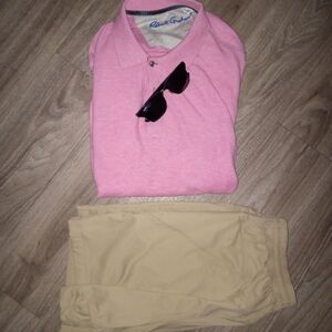 Robert Graham, Pink, Short Sleeve, Polo Shirt, Size Large